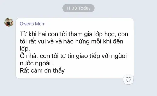 Tin nhắn Zalo của mẹ bé Owen về hai con tại Stemhouse