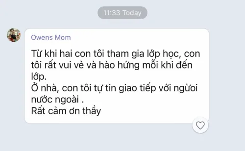 Tin nhắn Zalo của mẹ bé Owen về hai con tại Stemhouse